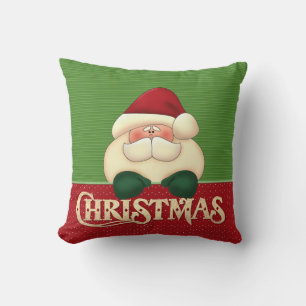 Red and Green Santa Christmas Pillow