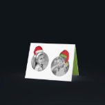 Red and Green Santa Hat Photo Collage Christmas Holiday Card<br><div class="desc">Celebrate the season with our Merry Christmas photo collage holiday cards! Featuring a cute whimsical design with Santa Claus hats, these red and green cards are perfect for adding a fun, funny touch to your holiday greetings. With a simple minimalist layout, these unique and creative cards highlight your family pictures,...</div>