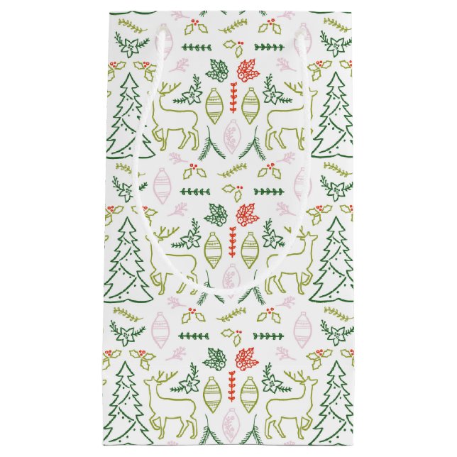 Red and Green Scandinavian Pattern Gift Bag (Front)