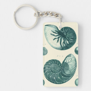 Red and Green Seashell Art Key Ring