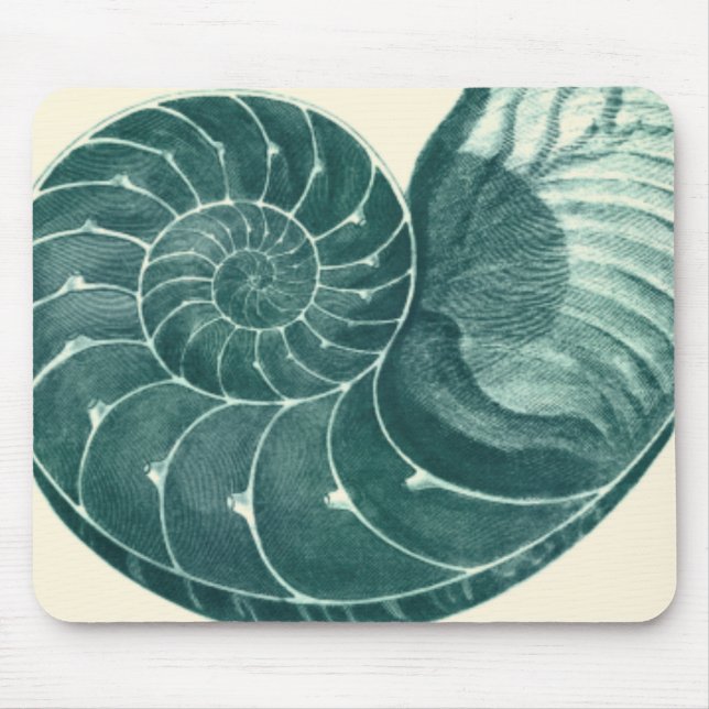 Red and Green Seashell Art Mouse Mat (Front)