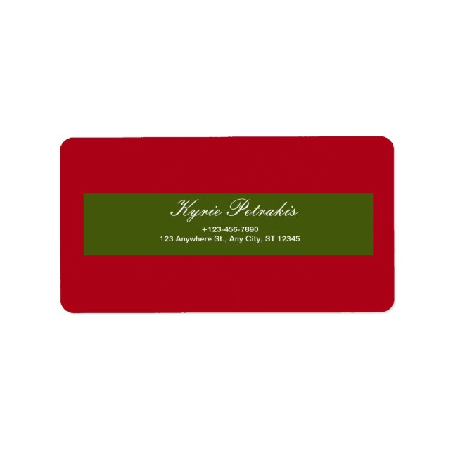 Red and green Simple Personal Return Address Label (Front)