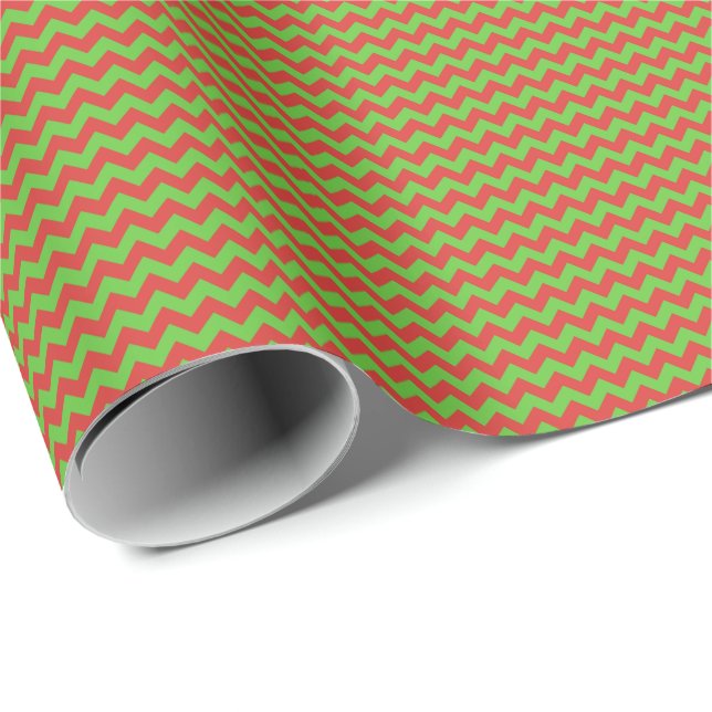 Red and Green Small Chevron Wrapping Paper (Roll Corner)