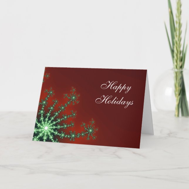 Red and Green Snowflake Business Christmas Card (Front)