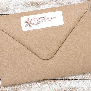 Red and Green Snowflake Christmas Return Address