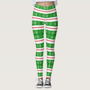 Red and Green Snowflake Leggings