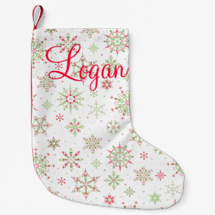 Red and Green Snowflake Small Christmas Stocking