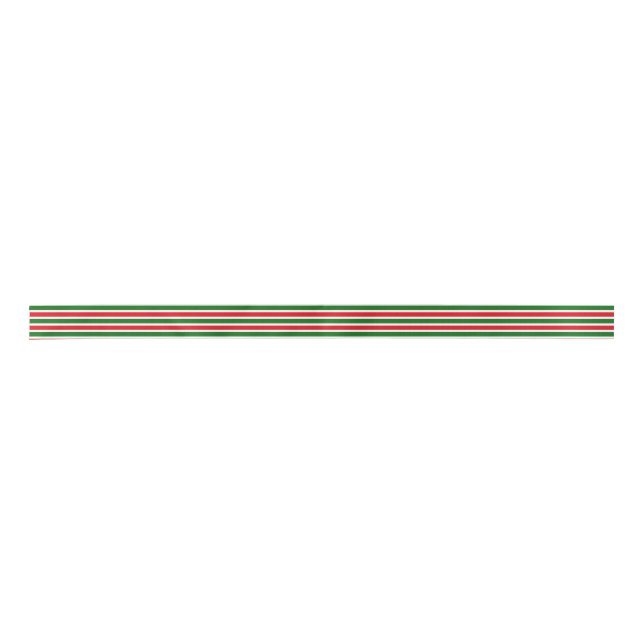 Red and Green Solid Stripes Christmas Satin Ribbon (Front)