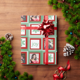 Red and Green Squares Personalised Photo Wrapping Paper