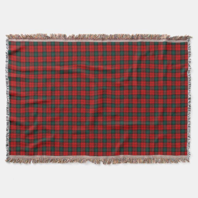 Red and Green Stewart of Atholl Clan Tartan Throw Blanket (Front)