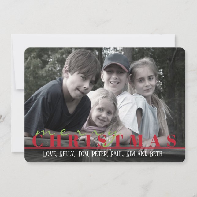 Red and green stripe Double Sided Photo Card (Front)