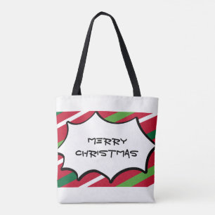 Red and Green Stripe Tote Bag