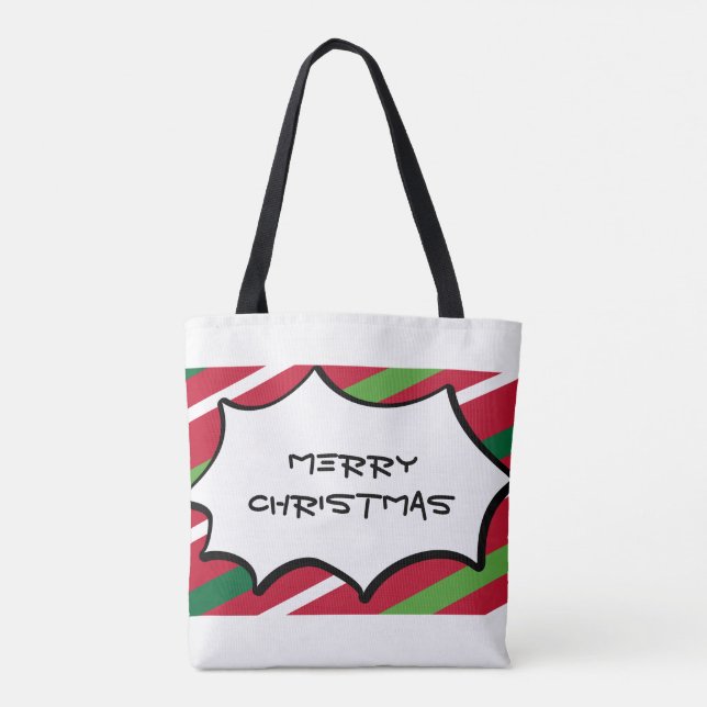 Red and Green Stripe Tote Bag (Back)