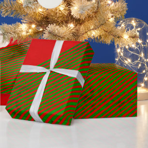 Red and Green Stripe Wrapping Paper