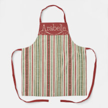 Red and Green Striped Apron Design
