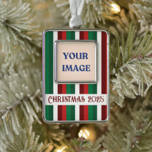 Red and Green Striped Christmas Ornament