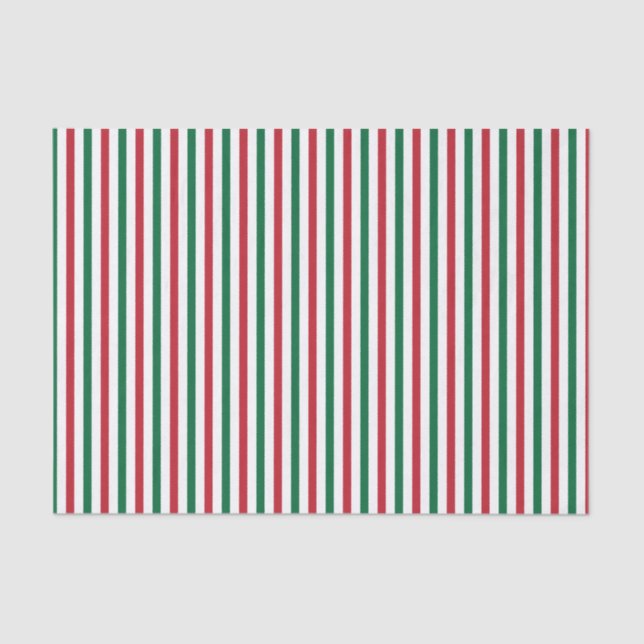 Red and Green Striped Pattern Tissue Paper (Front)