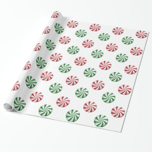 Red and Green Striped Peppermint Candies Gift Wrap