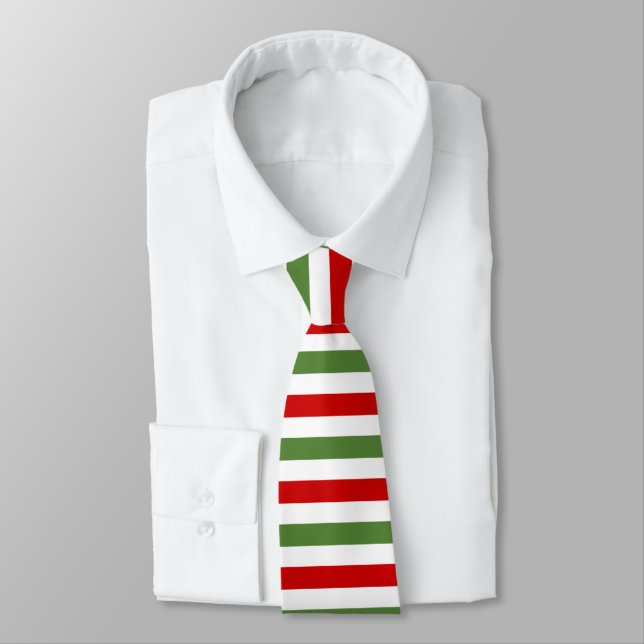 Red and Green Striped Tie (Tied)