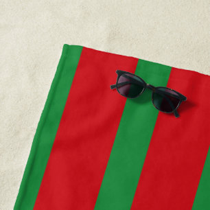 Red and green stripes beach towel