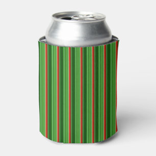 Red and Green Stripes Can Cooler