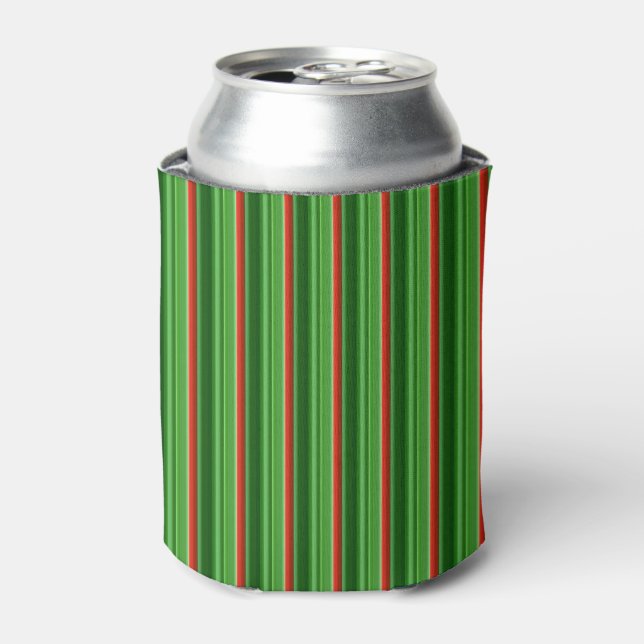 Red and Green Stripes Can Cooler (Can Front)