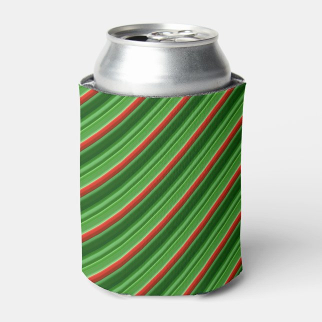 Red and Green Stripes Can Cooler (Can Front)