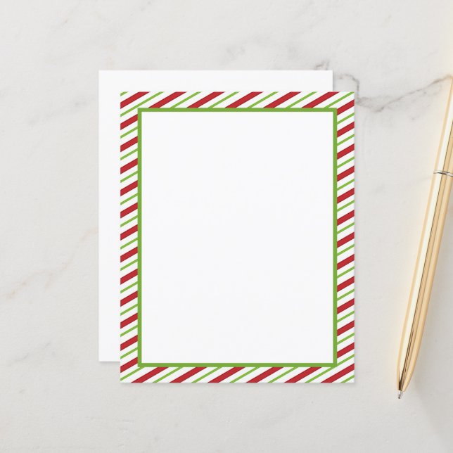 Red and green stripes Christmas stationery (Front/Back In Situ)