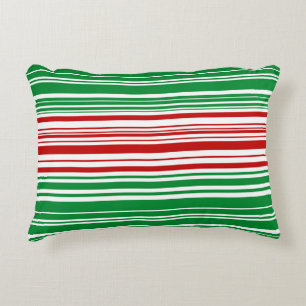 Red and Green Stripes Decorative Cushion