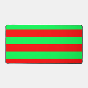 Red and Green Stripes Design Desk Mat