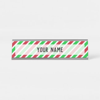 Red and Green Stripes Desk Name Plate