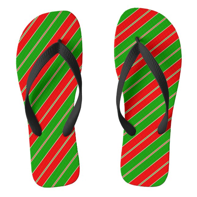 Red and Green Stripes Flip Flops (Footbed)