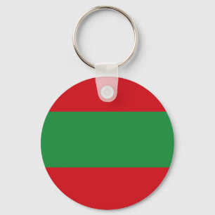 Red and green stripes key ring