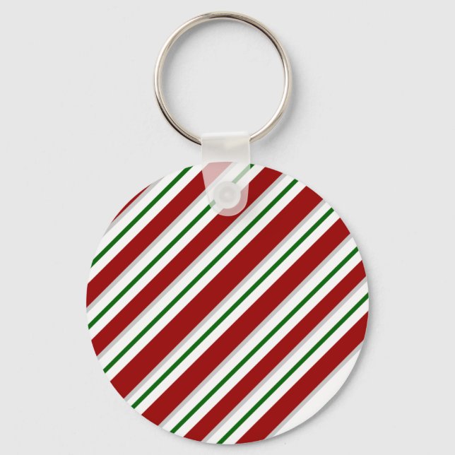 Red and Green Stripes Key Ring (Front)