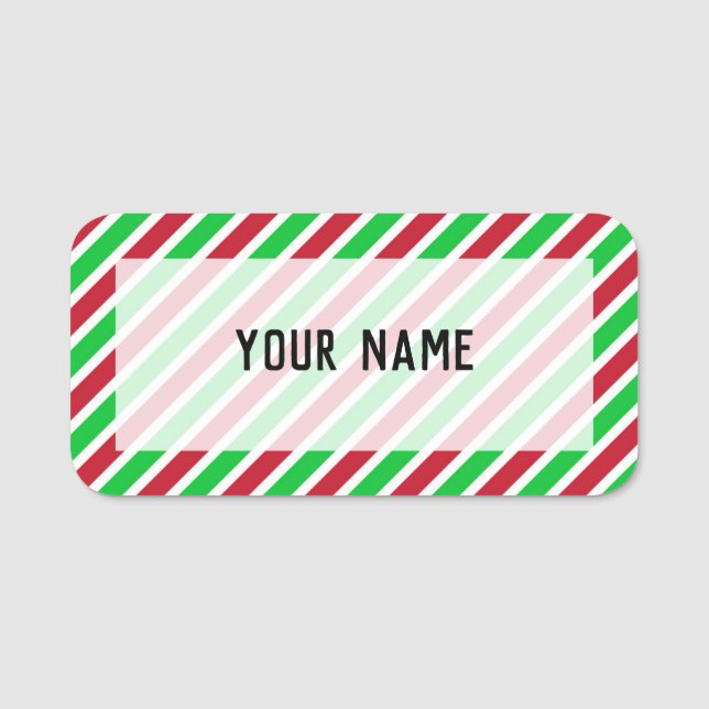 Red and Green Stripes Name Tag (Front)