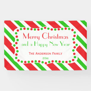 Red and Green Stripes Pattern Banner