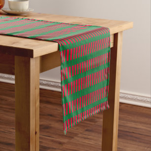 Red and Green Stripes Short Table Runner