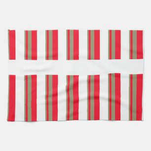 Red and Green Stripes Tea Towel