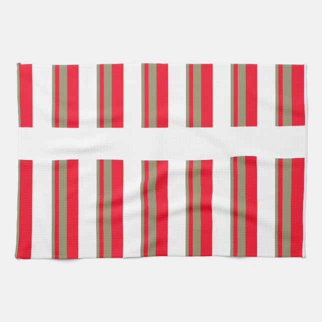 Red and Green Stripes Tea Towel (Horizontal)