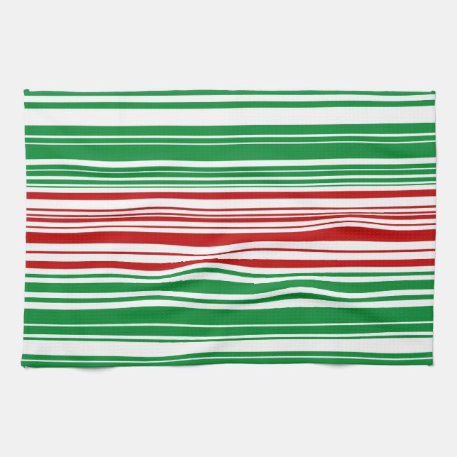 Red and Green Stripes Tea Towel (Horizontal)