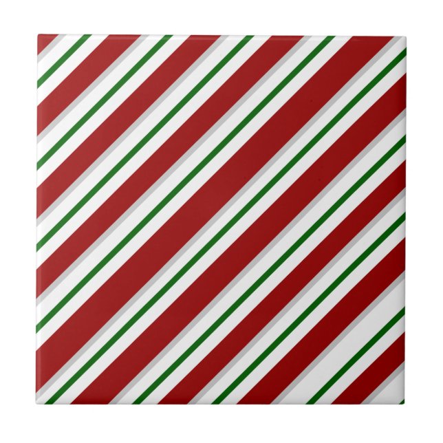 Red and Green Stripes Tile (Front)