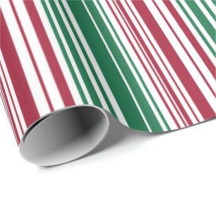 Red and Green Stripes  Wrapping Paper