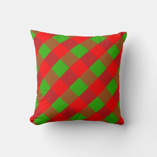 Red and Green Tartan Pattern Cushion (Front)