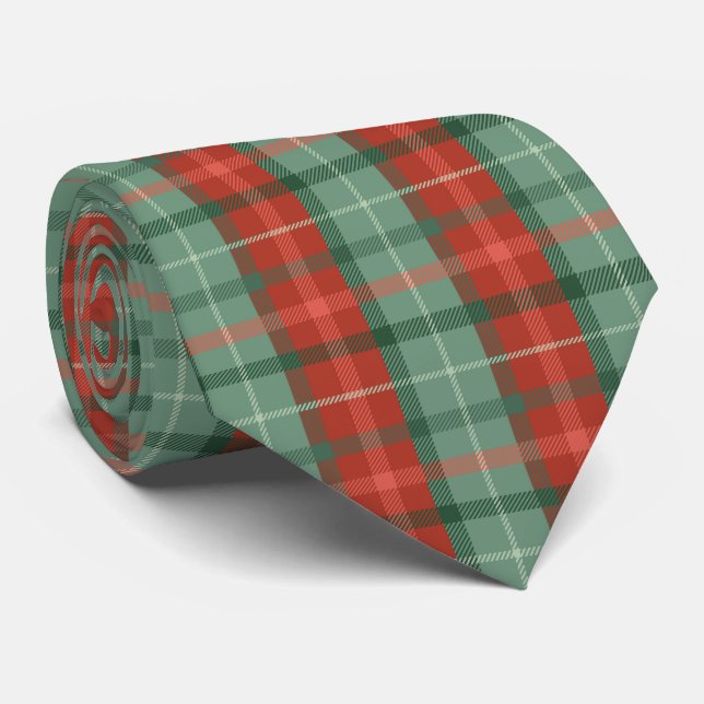 Red and green tartan pattern tie (Rolled)
