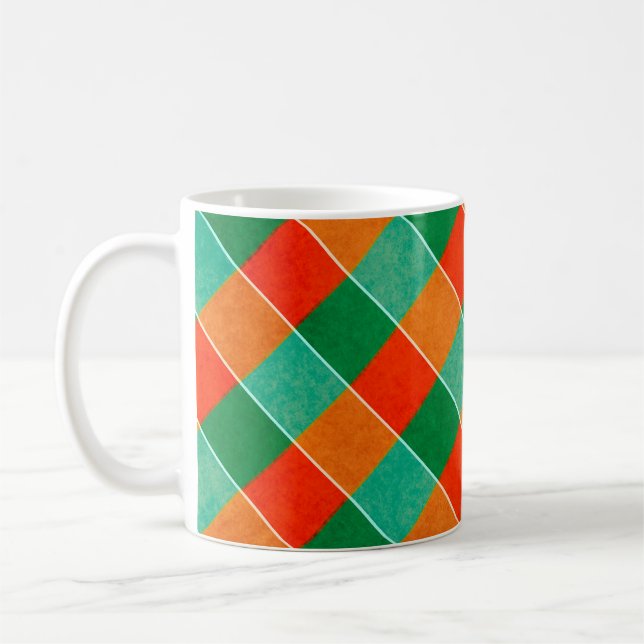 Red and green tartan plaid pattern coffee mug (Left)