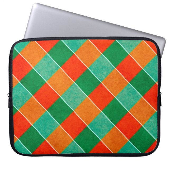 Red and green tartan plaid pattern laptop sleeve (Front)