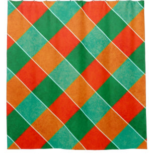 Red and green tartan plaid pattern shower curtain