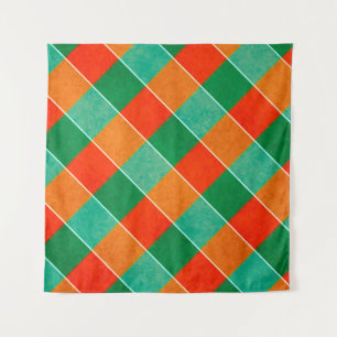 Red and green tartan plaid pattern tapestry