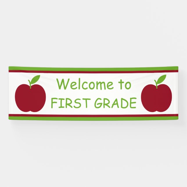Red and Green Teacher's Apple Personalised Banner (Horizontal)