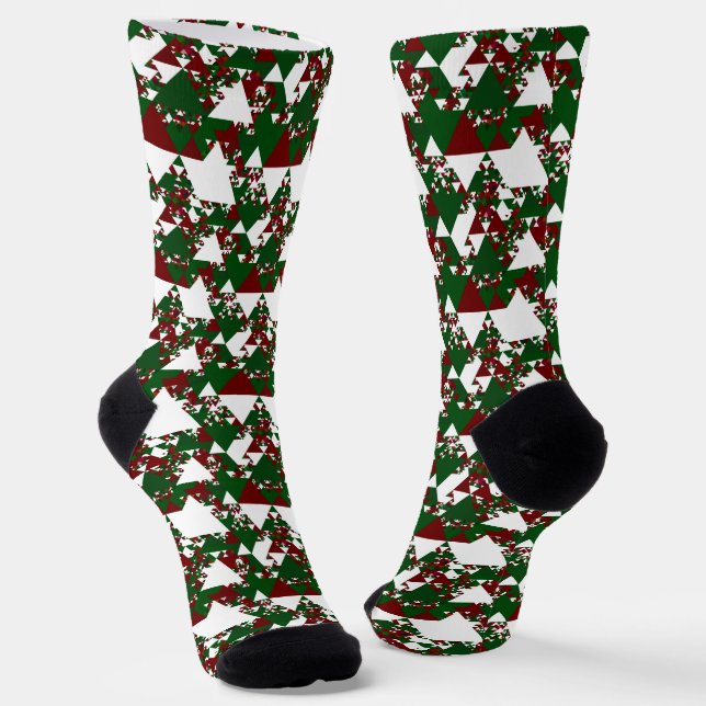 Red and Green Triangles 2 Socks (Angled)